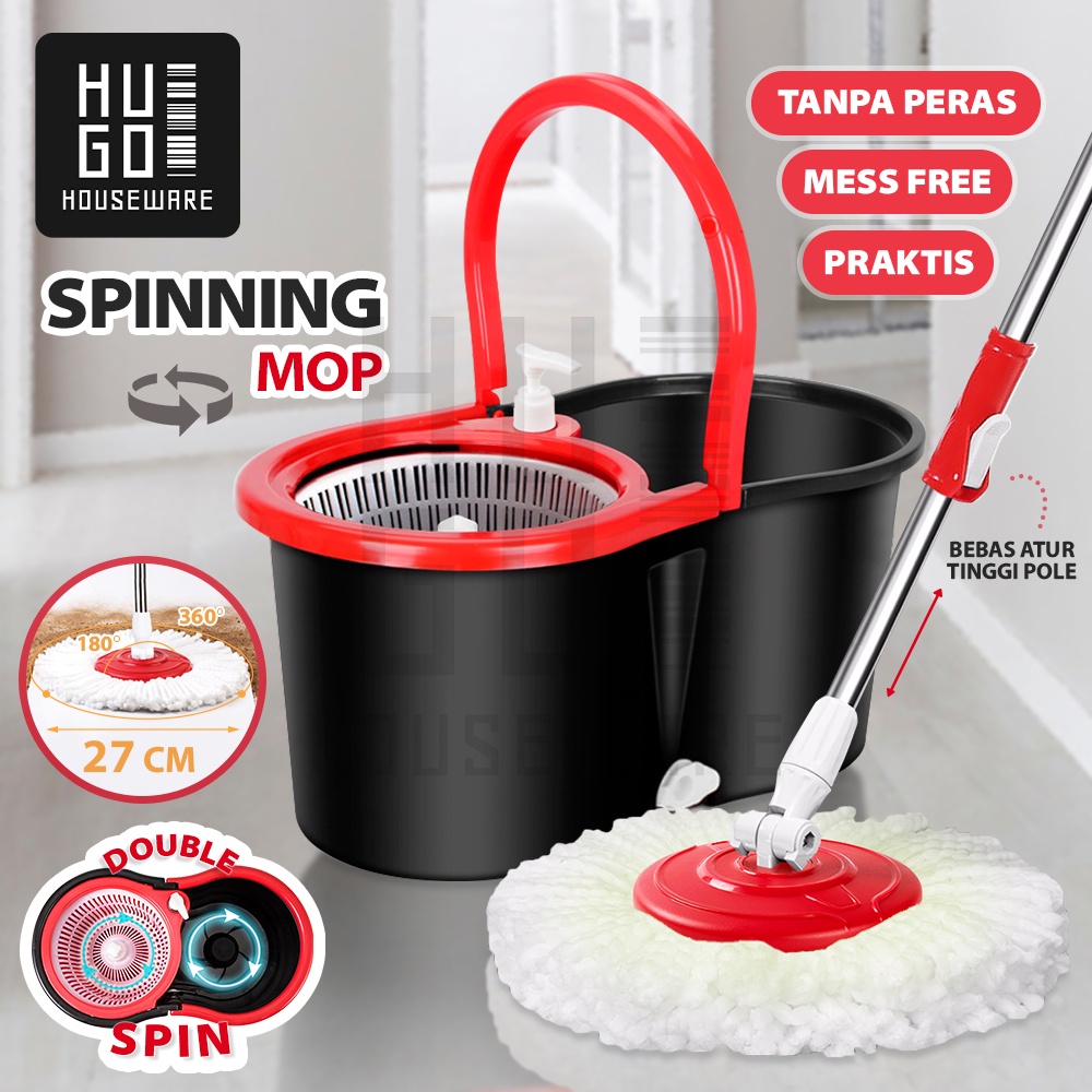 Alat Pel Lantai Ultra Mop Eldora - Spin Mop Black HUGO