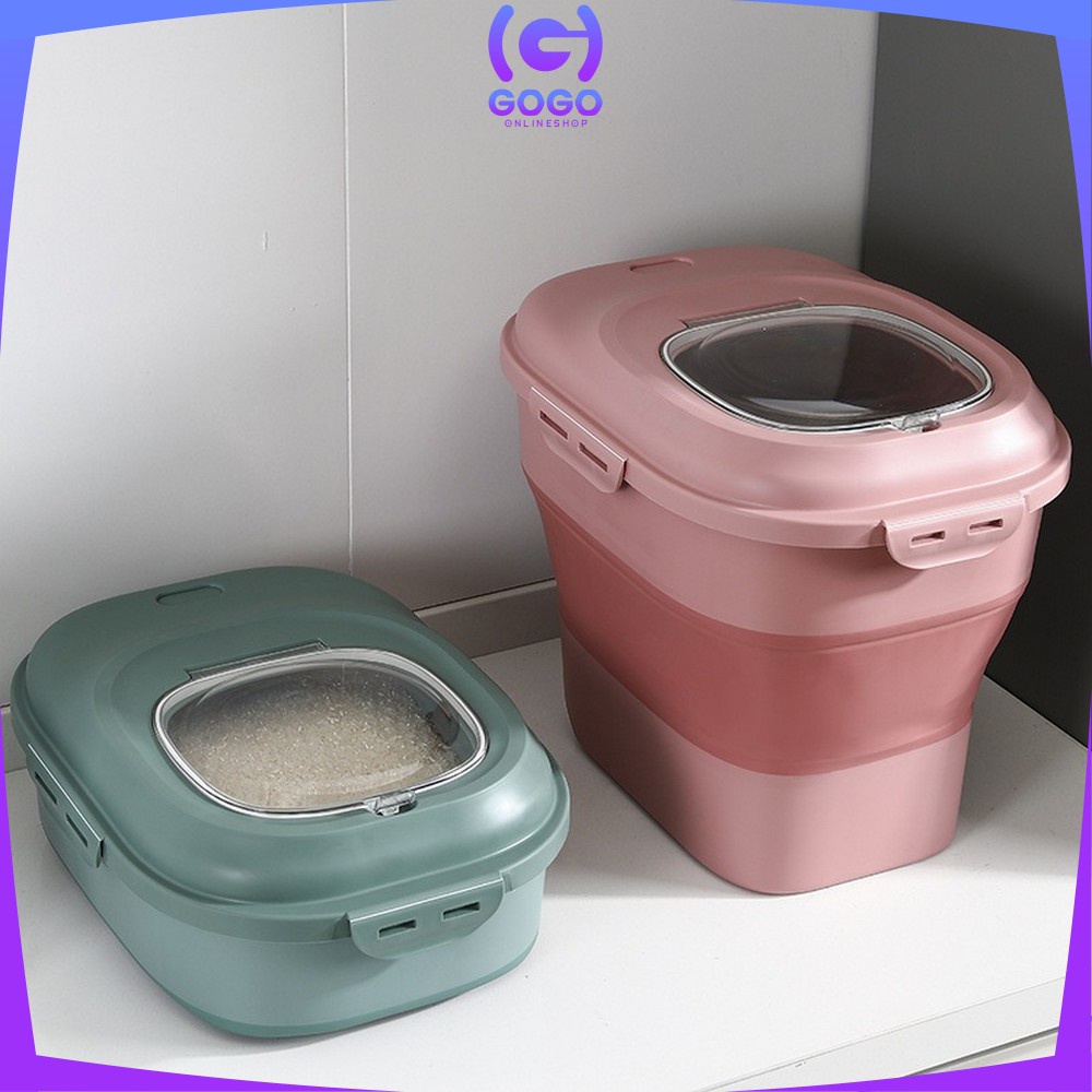 GOGO-C259 Tempat Penyimpanan Beras 25KG Foldable Rice Container Storage Dispenser Beras FREE CANGKIR