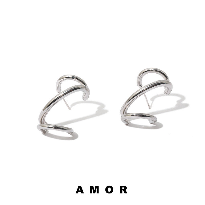 Anting Tusuk Gantung Bahan Sterling Silver 925 Desain 2 Arah Gaya Simple Untuk Wanita