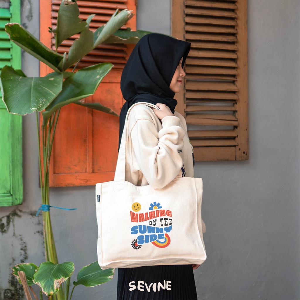 Sevine Totebag Kanvas Daisy Tas Wanita Tote Bag Kantong Laptop Kuliah Sekolah Kerja Y2K Quotes Aesthetic - KS