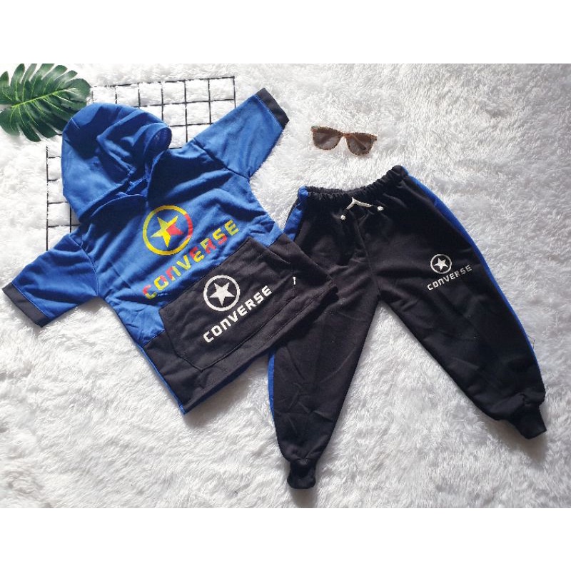 SETELAN HOODIE/SWEATER LENGAN PENDEK COWOK/CEWEK