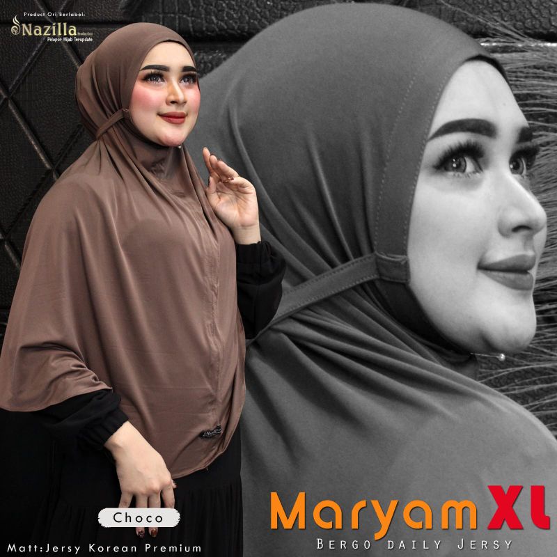HIJAB/JILBAB INSTAN, BERGO MARYAM JERSEY JUMBO XL ORI NAZILLA