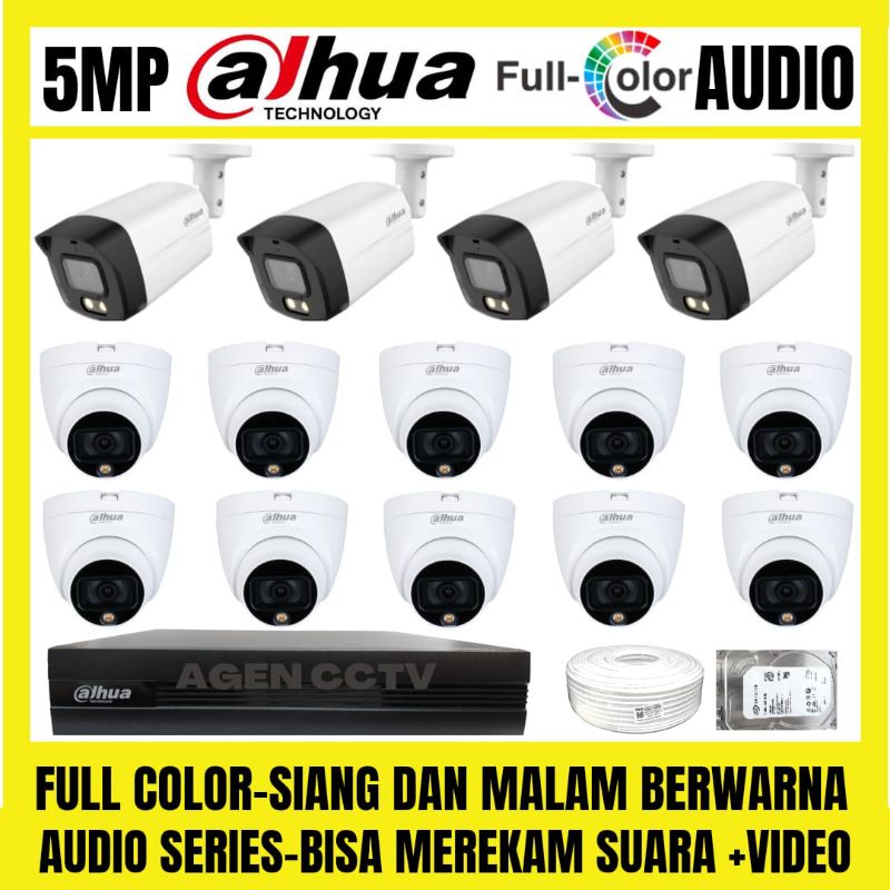 PAKET CCTV DAHUA FULL COLOR 5MP 16 CHANNEL 14  KAMERA AUDIO SERIES COLORVU