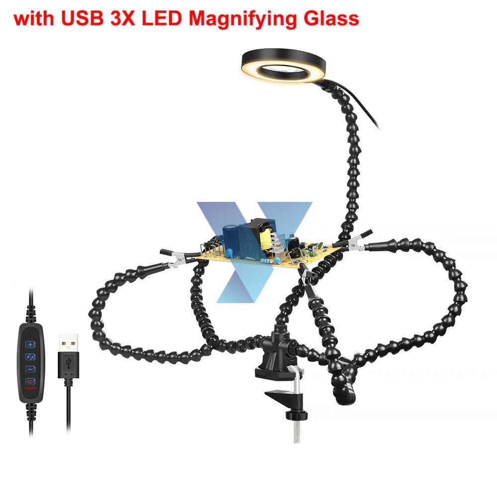 NEWACALOX Helping Hand Alat Pegangan Solder Kaca Pembesar LED - SN5 ( Al-Yusi )