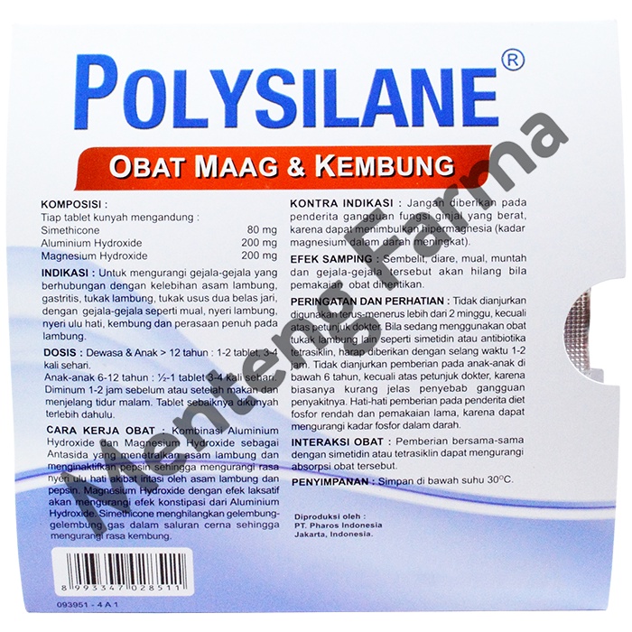 Polysilane Tablet Kunyah - Obat Sakit Maag, Kembung, Asam Lambung Naik