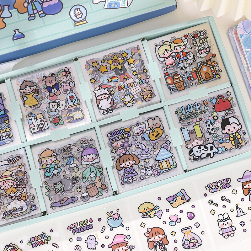 

[DZ] ST550 -200 Lembar Set Sticker PET DIY Scrapbook Stiker Hias Lucu in Box