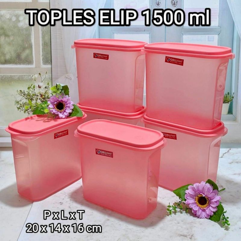 GBU Plast Toples Elipse Medium 1500 ml Tempat Makanan Kedap Udara BPA Free Food Safe Sealware