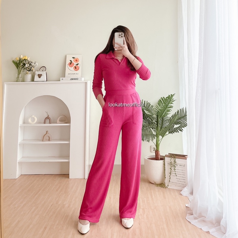 lookatmeofficial • Malika Set - Setelan Atasan dan Bawahan Bahan Knit Premium