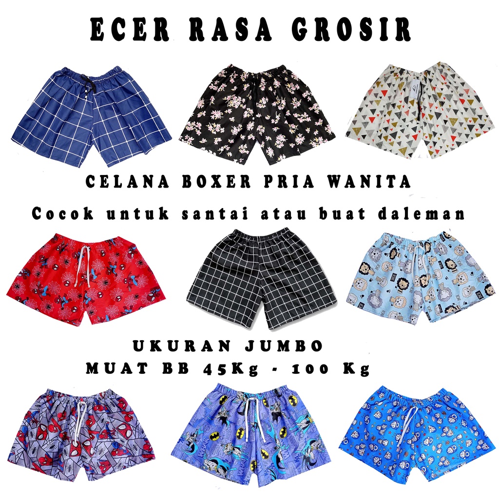 (Terlaris) Celana Pendek Pria &amp; Wanita celana santai wanita pria Boxer proa wanita hoot pants wanita Motif Terlaris Boxer Best Seller  Boxer Unisex Celana Boxer Celana Pendek Celana Pria Wanita celana boxer pria wanita motif kotak kotak celana estetik