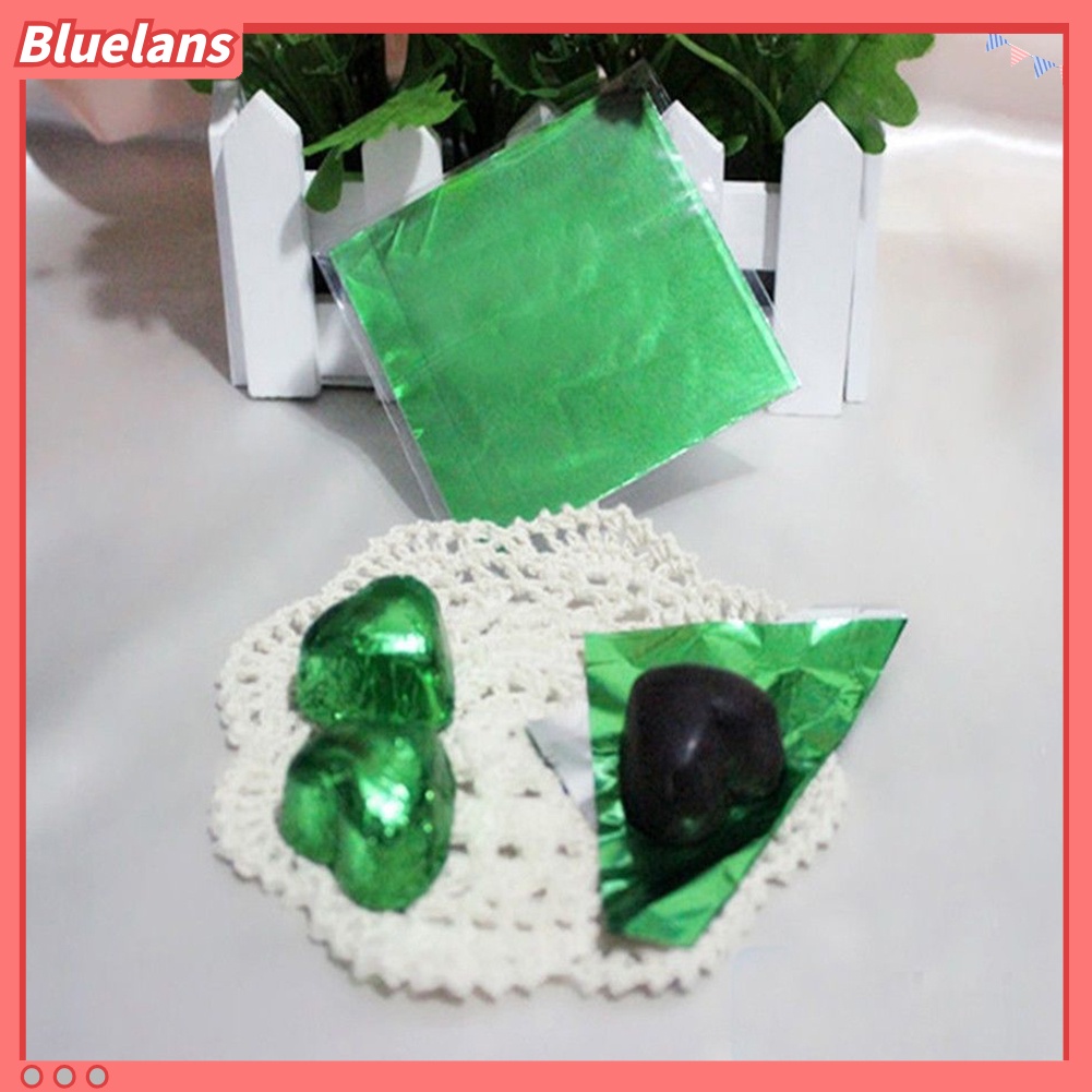 100pcs Kertas Pembungkus Permen / Cokelat Bahan Aluminum Foil Multi Warna
