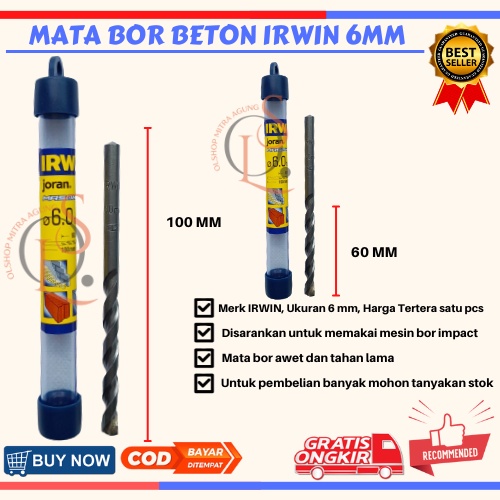 Mata Bor Beton 4 5 6 8 10 12mm Joran IRWIN Masonry 4mm 5mm 6mm 8mm 10mm 12mm Kualitas Bagus