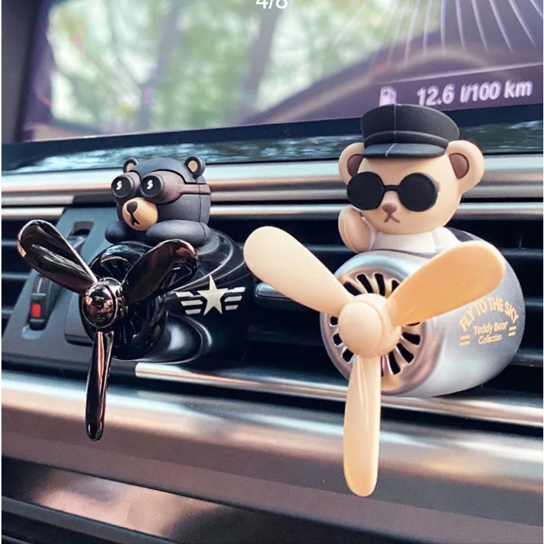 Car air freshener bear air guide diffuser parfum berputar propeller air outlet parfum kariton dekora
