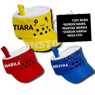 CUSTOM NAMA TOPI BOBA VIRAL HITS POLOS DAN BISA BORDIR NAMA SUKA SUKA ANAK PEREMPUAN LAKI LAKI