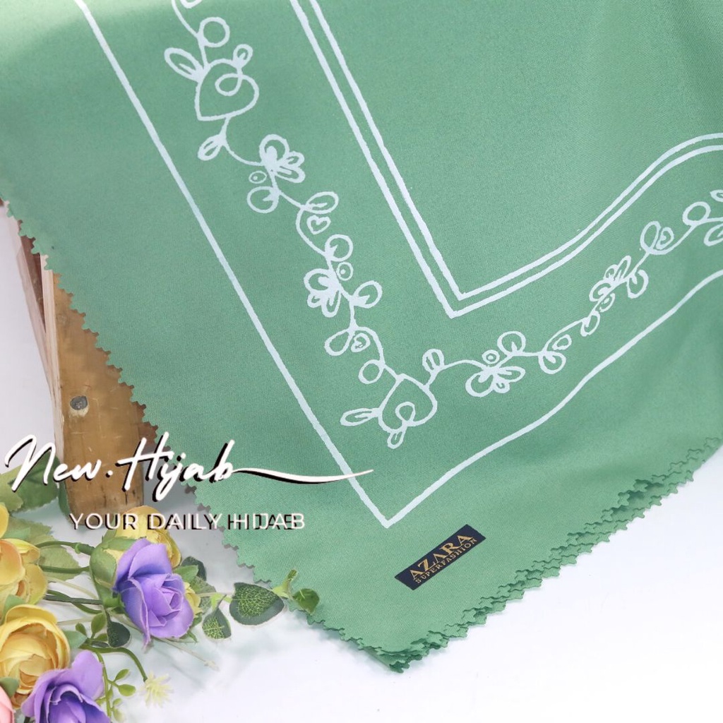 HIJAB SEGIEMPAT SYARI BUNGA / JILBAB SYARI MOTIF BUNGA BAHAN VOAL / KRUDUNG VOAL SYARI MOTIF BUNGA