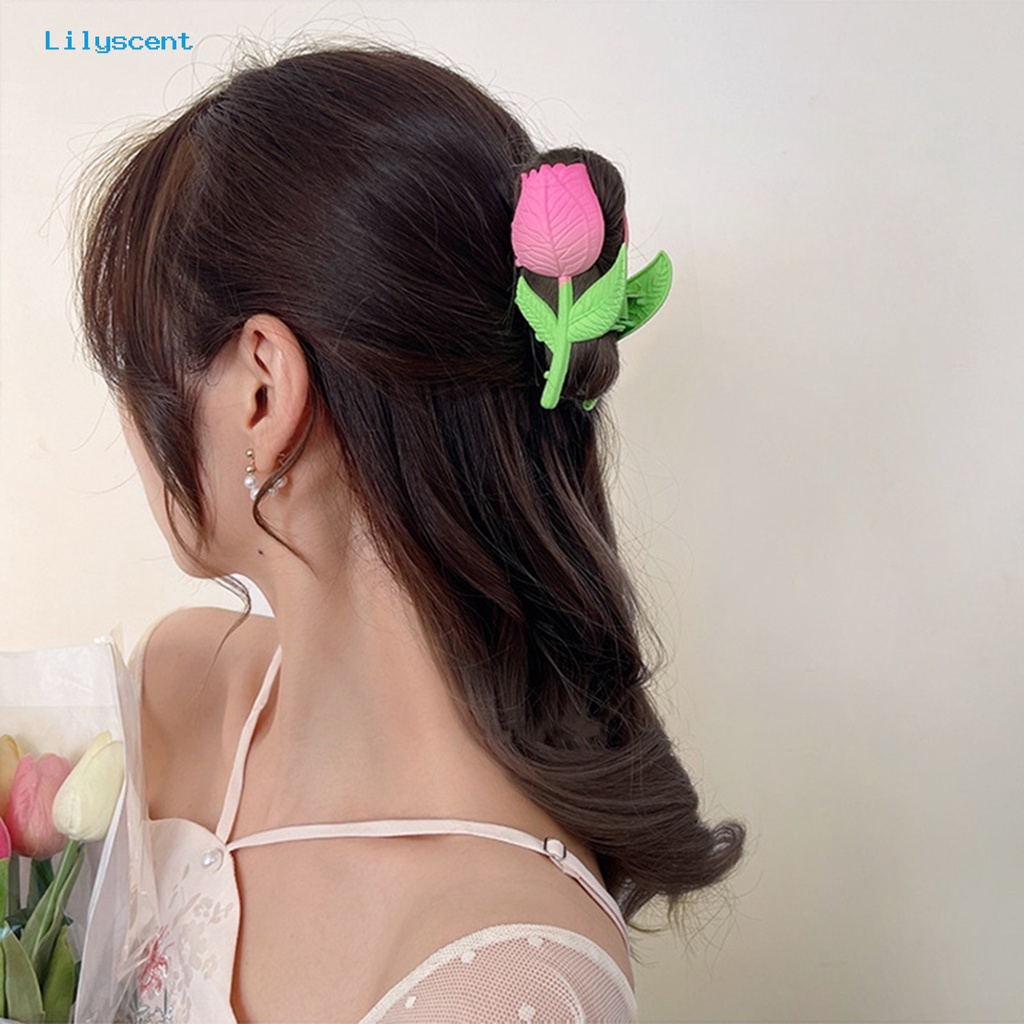 Jepit Rambut Panjang Bentuk Bunga Tulip Bahan Logam Untuk Wanita