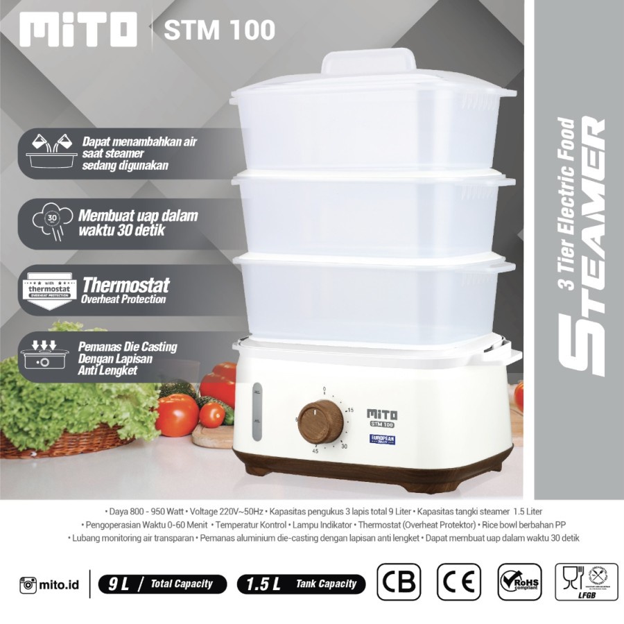 Mito Electric Food Steamer STM100 Pengukus Makanan Listrik STM 100