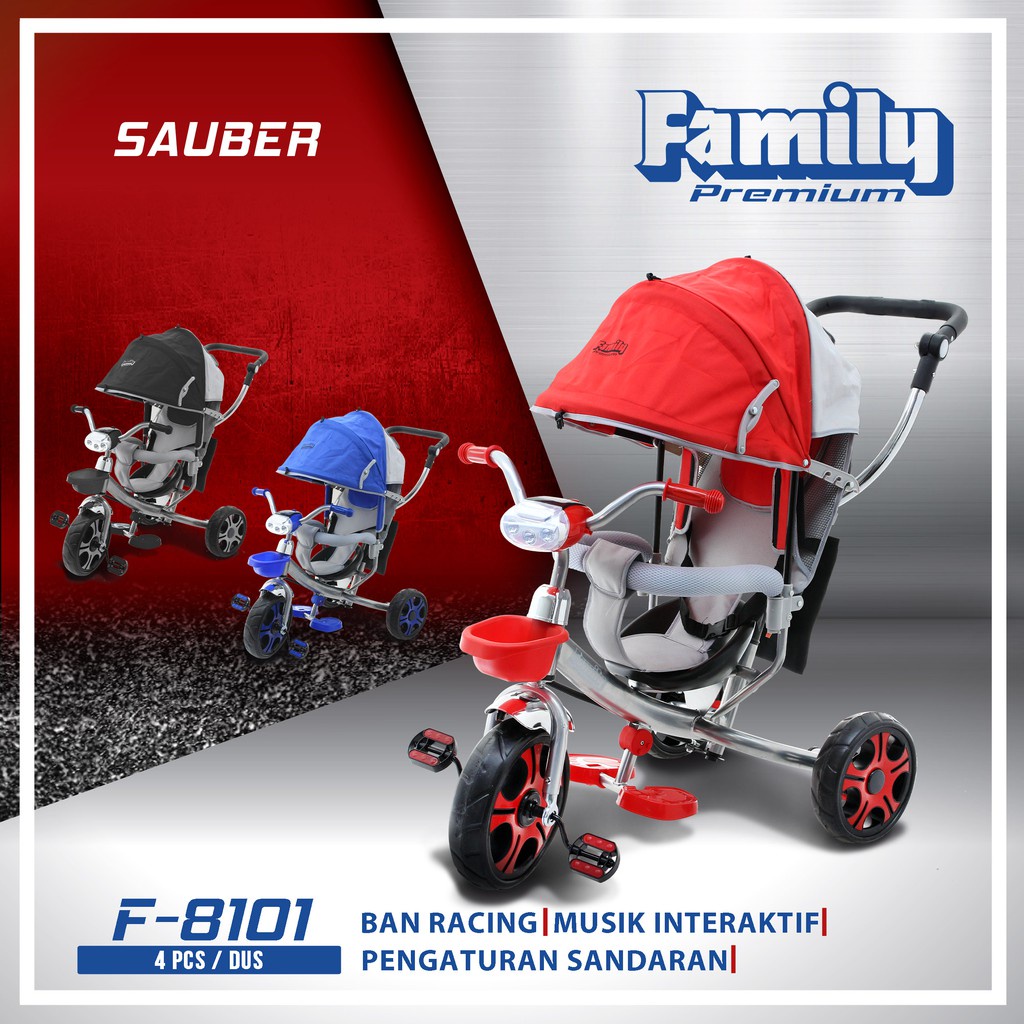 Roda Tiga Family Stroller F8101 Sepeda Anak Canopy F-8101