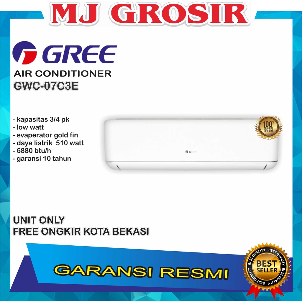 AC GREE GWC 07 C3E 3/4PK GWC07C3E R32 LOW WATT UNIT ONLY