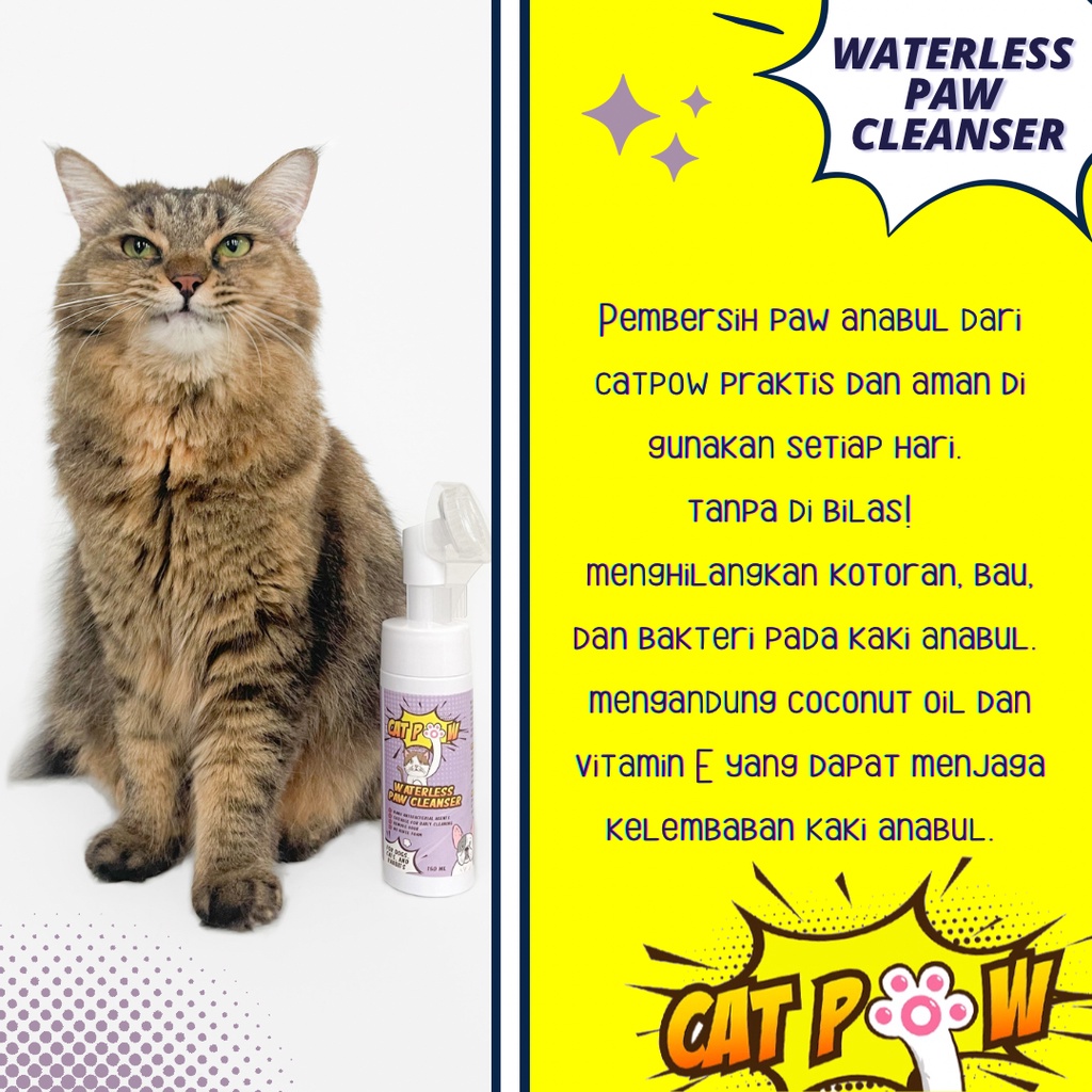 CATPOW Waterless Paw Cleanser Anjing dan Kucing 150ml Pembersih Paw Tanpa Bilas Paw Cleaner Anjing Kucing Pembersih Telapak Kaki Anjing Kucing Paw Cleaning Foam Foot Cleansing Foam Pembersih Kaki Hewan Shampo Kucing Anjing