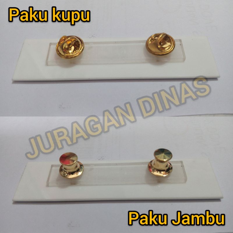 NAMETAG PAPAN NAMA DADA PNS PDH BHAYANGKARI NYONYA PERSIT ACRYLIC GRAFIR PENITI MAGNET PAKU JAMBU