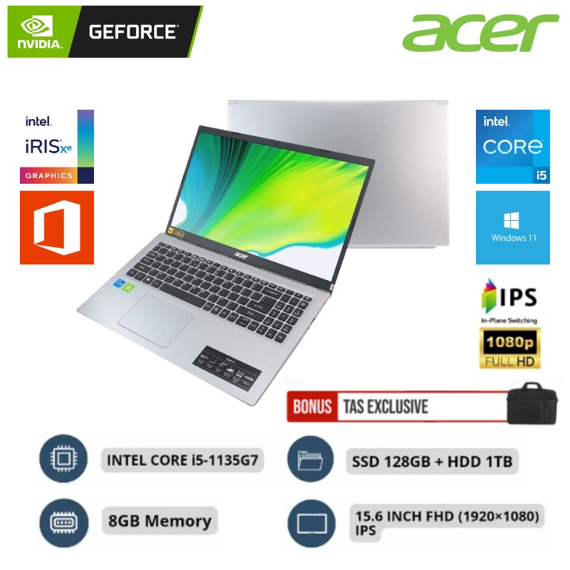 Laptop Acer Kencang Buat Semua Aktivitas Acer Aspire Slim 5 A515 i5 Gen 11 8GB 128GB SSD + 1TB HDD N