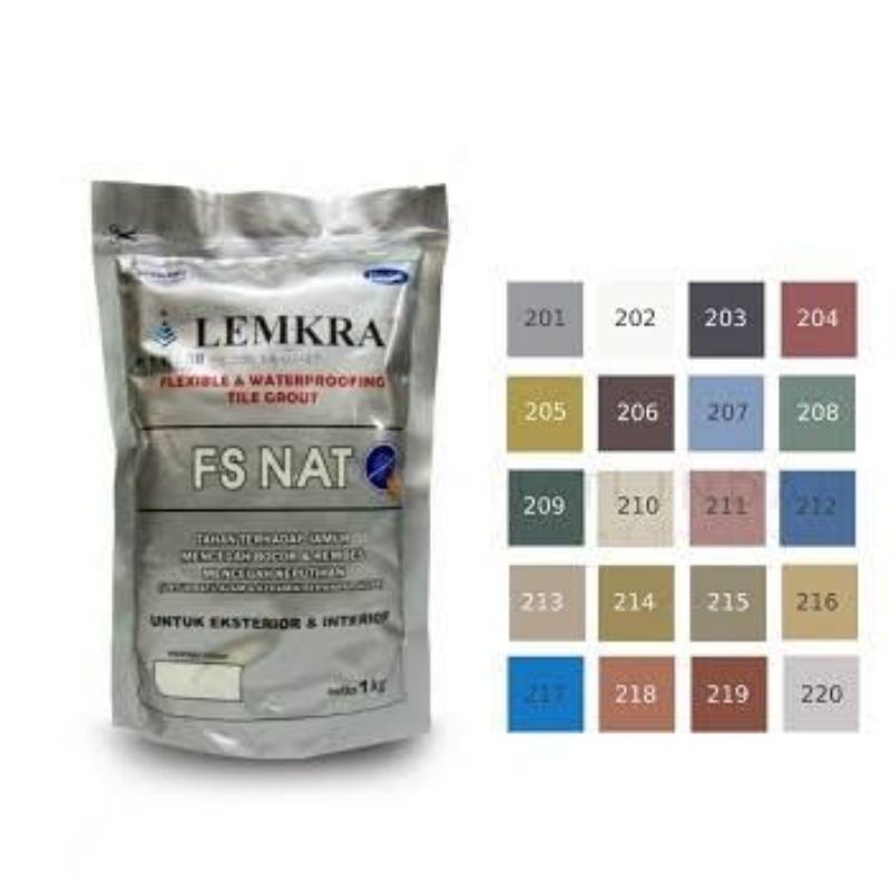 LEMKRA FS NAT 1 KG / Semen Pengisi Nat Dinding Lantai 11 Varian Warna / Semen Nat