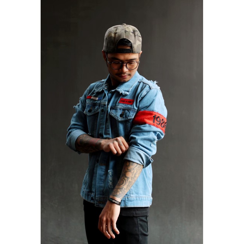 Jaket Jaket Motif Sobek Jeans Jaket Ripped Jaket Jeans Japanese Ripped LOD Jaket Begambar Tulisan Ja