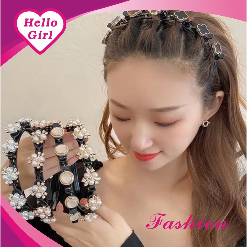 (Hello Girl)B12 Bando Wanita Bandana Mutiara Marmer - Headband - Bando Bandana Import Murah