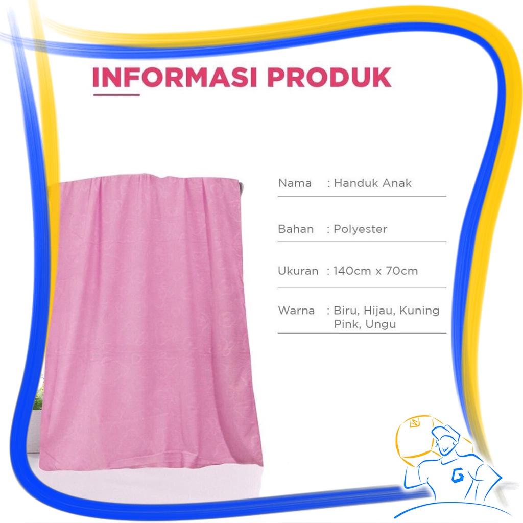 Handuk Mandi Emboss Polos Dewasa Anak Microfiber Serap Air 70 x 140 cm