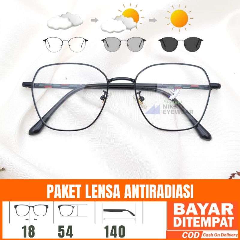 Paket Kacamata 20034 Lensa Antiradiasi Photocromic Blueray