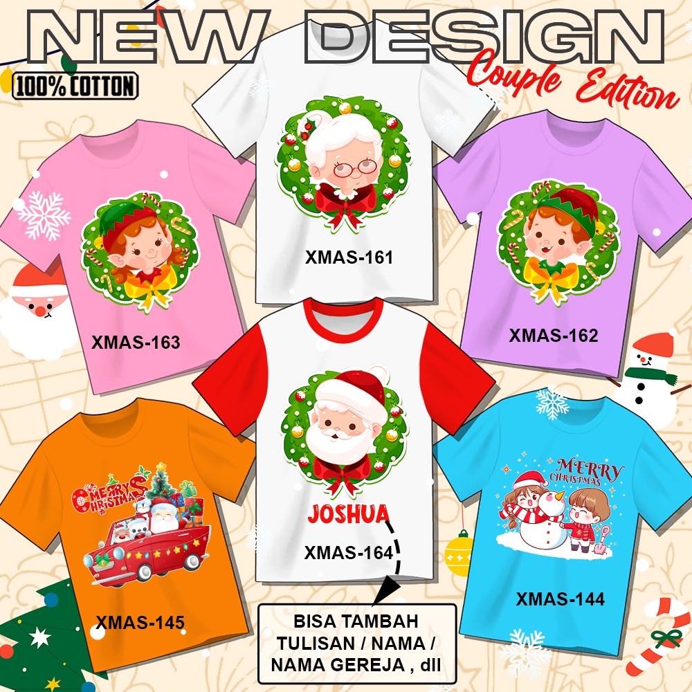 Kaos Natal Merry Christmas  Custom  Baju Natalan Rohani KRISTEN Anak Dewasa  Gratis NAMA