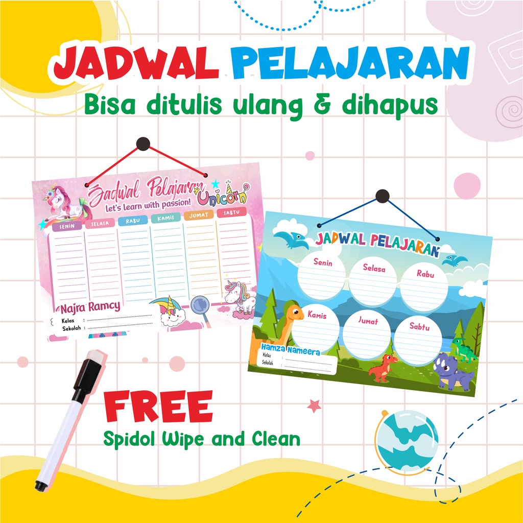 

Papan Jadwal Pelajaran / Timetable School Board / Schedule Planner