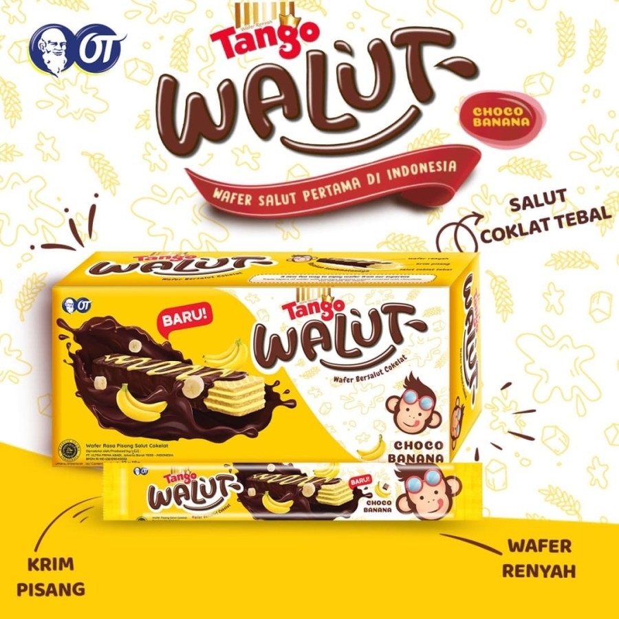 Wafer Tango WALUT Choco Banana - ( HARGA 1 KARTON ISI 10 BOX )