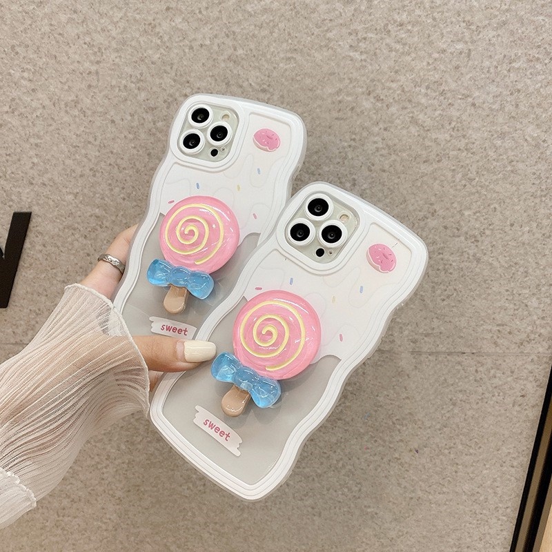 Soft Case Hp Dengan Tempat Permen Lollipop 3D Untuk IPhone 11 / 12 / 13pro Max