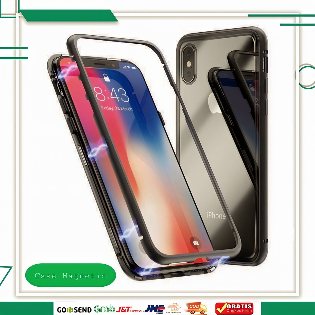 Case Magnetic/ Magnet Iphone 7/ Iphone 8 Casing Kaca Magnet