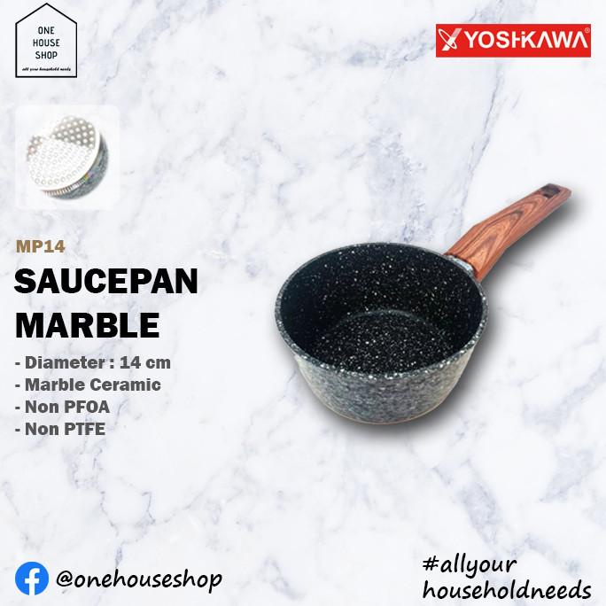TERBARU Panci Saucepan Marble Ceramic Anti Lengket Yoshikawa Premium /PERALATAN MASAK SET/PANCI PRES