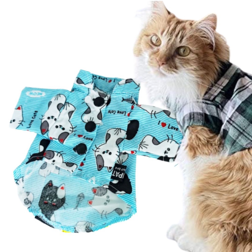 Baju Kemeja Kucing Cat Clothes Shirt Bundle Pakaian Musim Panas Kostum Hewan Peliharaan Kucing FEFARM
