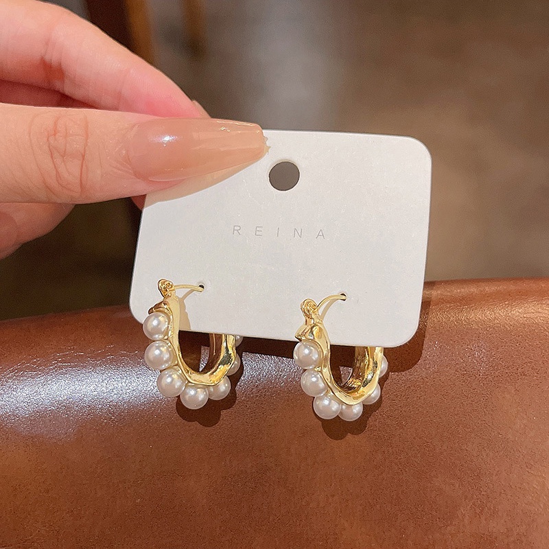 Anting Tusuk / Stud Model Retro Dengan Mutiara Imitasi Bahan silver 925