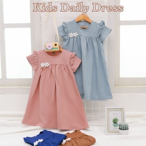 Midi Dress Anak Perempuan Dress Anak Terbaru Kekinian Dress Pesta Anak Gaun Anak Perempuan Baju Anak Kondangan simple Dress anak Polos Baju Anak korean style Dress FH20