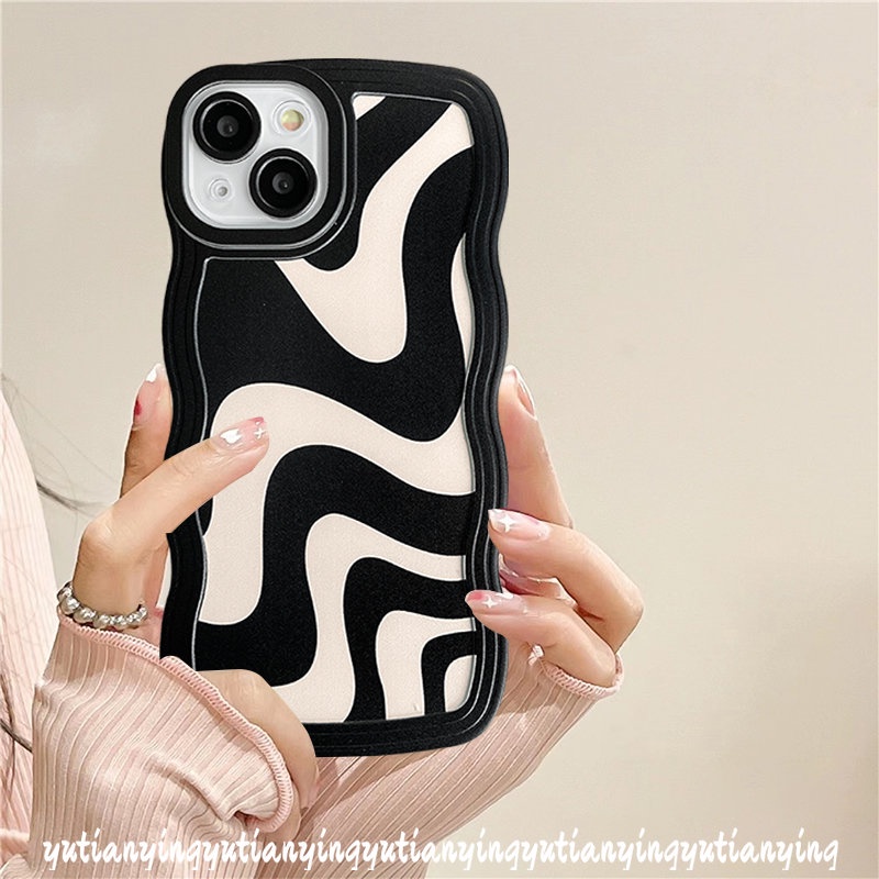 Art Zebra Pattern Case OPPO A17 A15 A76 A54 A16K A12 A74 A95 A16 A96 A57 2022 A7 A55 A53 A9 A15s A16s A5s A16E A1K A5 A52 A3s Reno 56 8 7 A12E F9 Irregular Streak Wavy Edge Sarung Cover Sarung