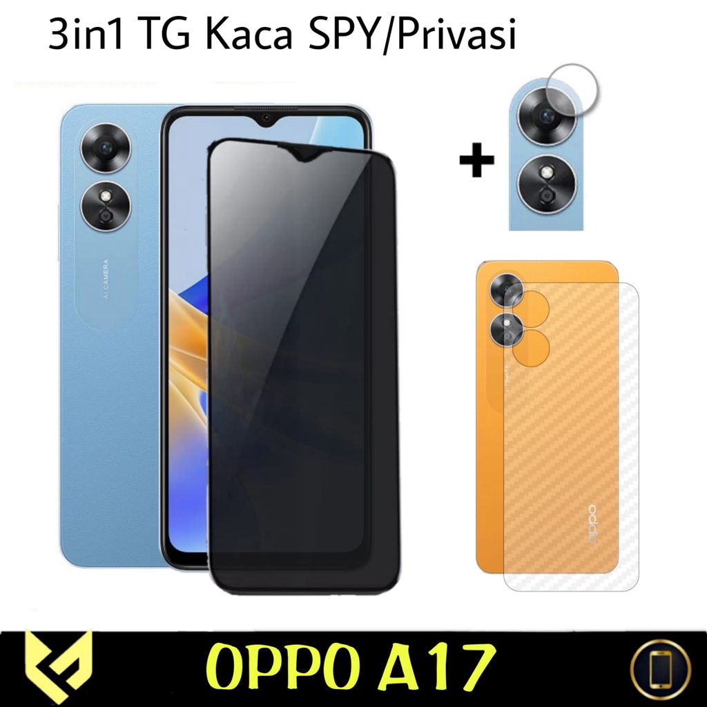 PROMO 3in1 Tempered Glass OPPO A17 Free Anti Gores CAMERA &amp; GARSKIN OPPO A17