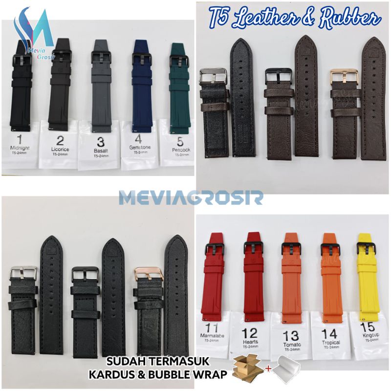 TALI STRAP KULIT TALI STRAP RUBBER JAM TANGAN PRIA T5 LEATHER T5 ORIGINAL STRAP CADANGAN KULIT T5 OR