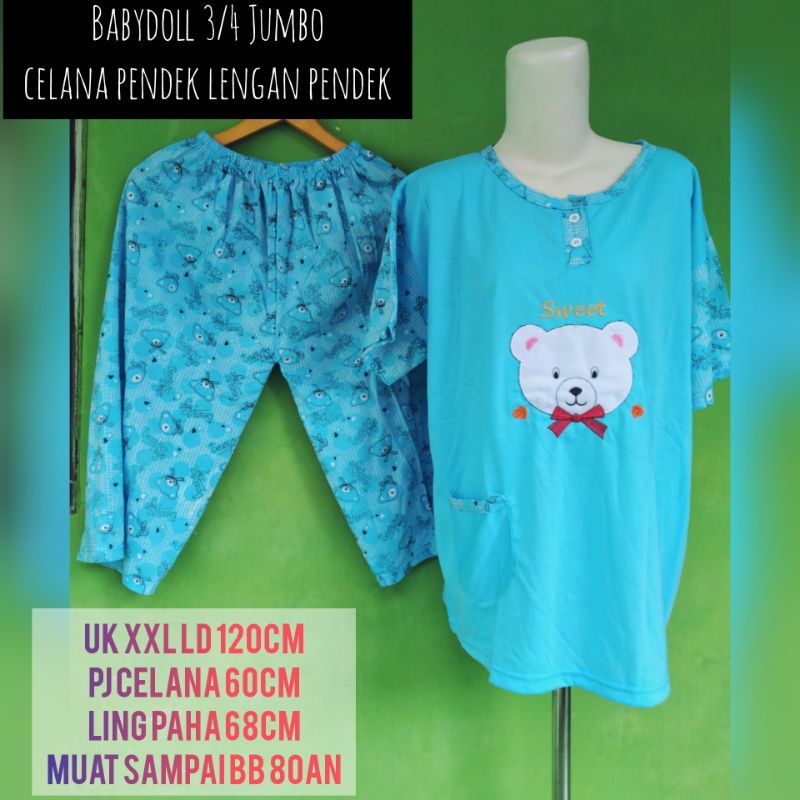 Babydoll Jumbo XXL Celana Pendek | Baju tidur wanita Ld 120cm