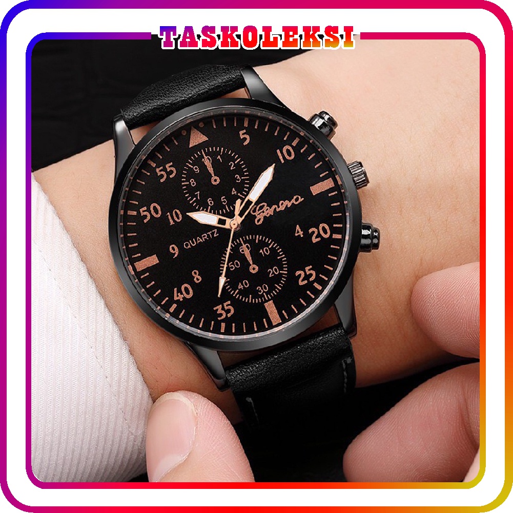 ☛TK☚ Jam Tangan QUARTZ GENEVA 2 TITIK -Jam Tangan Analog Fashion Unisex New Watch High Quality JT052