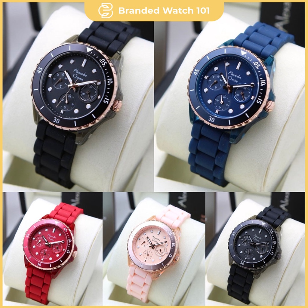 ORIGINAL Jam Tangan Wanita Alexandre Christie AC 2A01 / AC2A01 / 2A01 Garansi Resmi 1 Tahun, Rubber