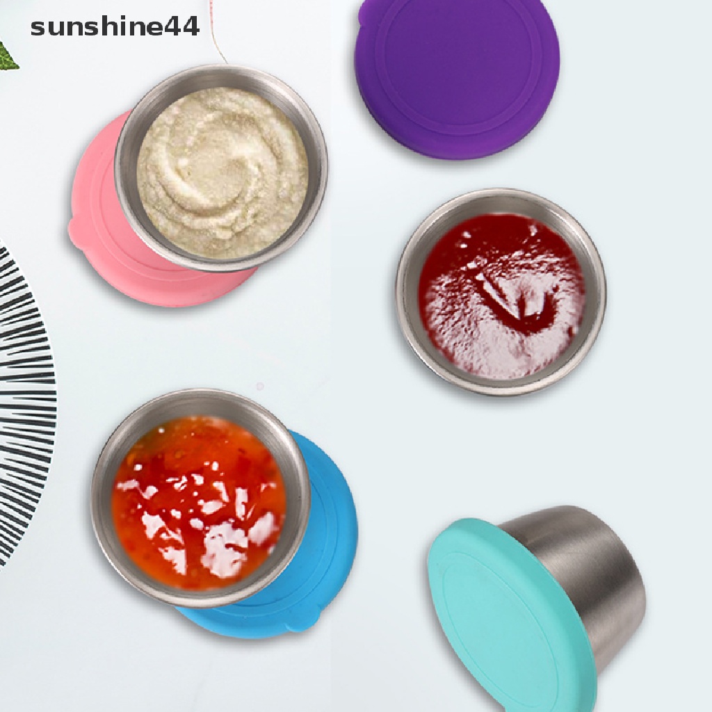 Sunshine Gelas Saus / Salad Bahan Stainless Steel Reusable Dengan Tutup