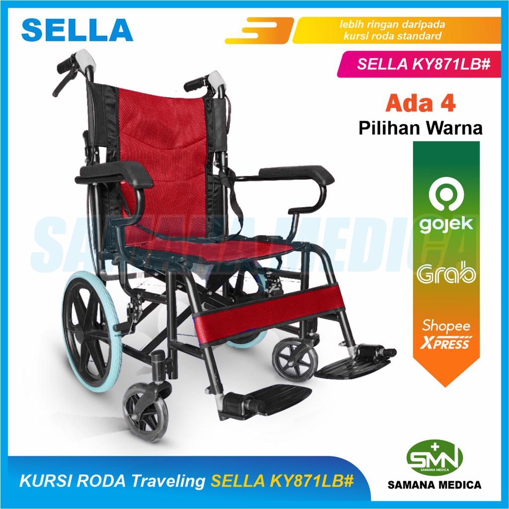 KHUSUS GOJEK dan GRAB Kursi Roda Traveling SELLA KY871LB# Tempat Duduk Lebih Lebar Murah Promo 4 Pilihan Warna Promo Murah