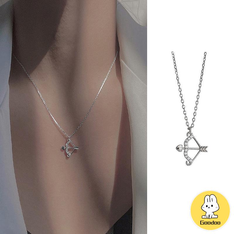 Eros Cupid's Arrow Flash Berlian Klavikula Rantai Liontin Temperamen Cahaya Mewah Busur Panah Kalung -Doo
