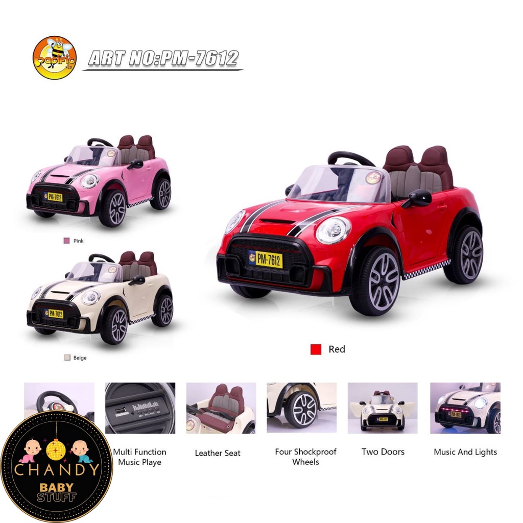 MAINAN MOBIL AKI ANAK MINI COOPER DENGAN REMOTE CONTROL PM - 7612