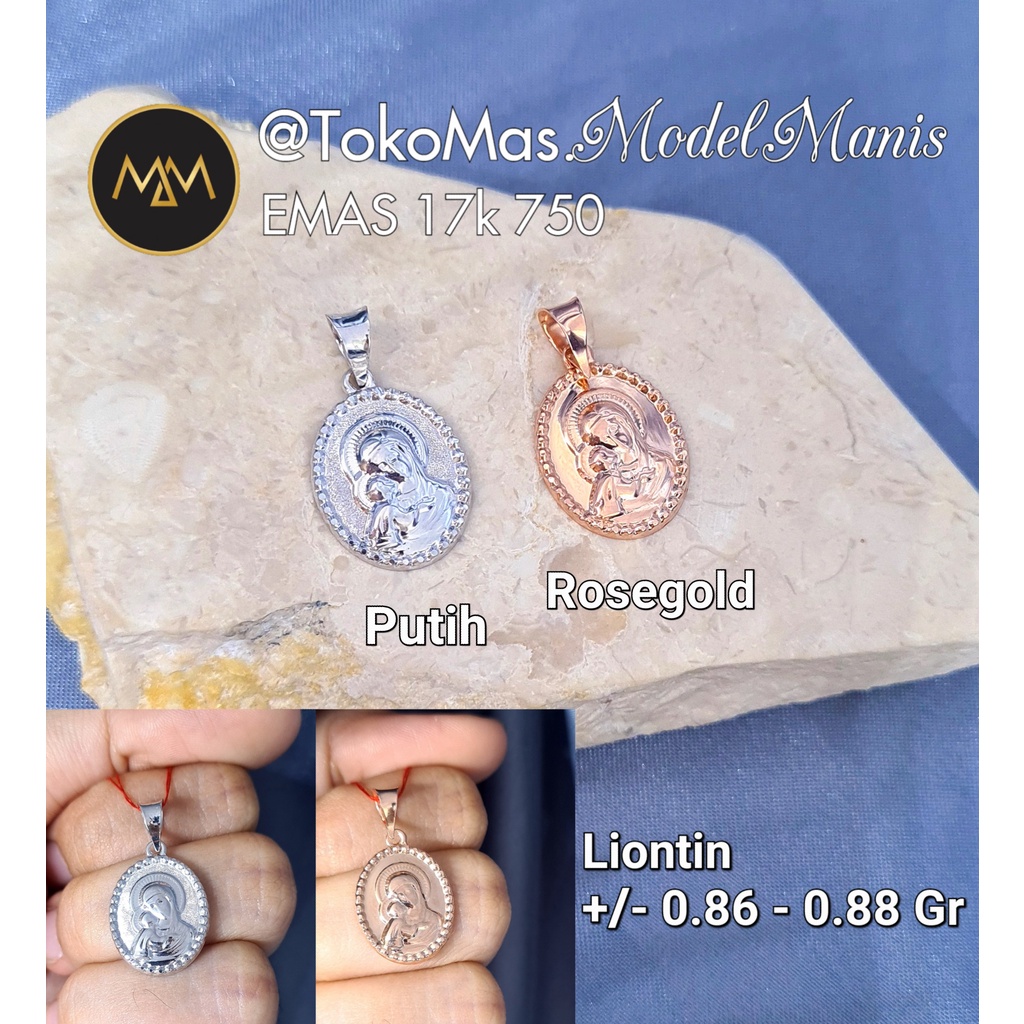 Liontin Bunda Maria emas rosegold 750 kadar 17k